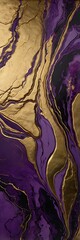 Obraz premium Purple and golden marble stone bright abstract wallpaper illustration, stone trails and waves seamless random pattern