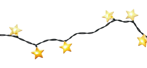 PNG Golden star string lights decoration