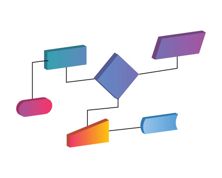 gradient isometric flowchart symbol process