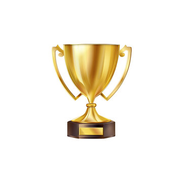 Golden Trophy Cup With Black Base And Empty Plate