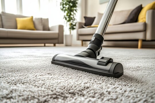 Person cleaning floor with vacuum cleaner