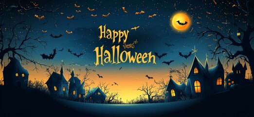 Happy Halloween! Halloween party invitation or greeting card concept.