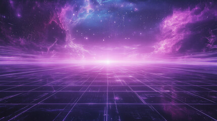 Classic Digital Synthwave galactic background