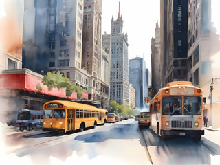 Obraz premium Chicago city USA watercolor art