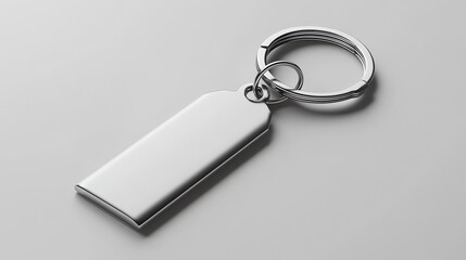 Silver Metal Keychain with Rectangular Tag