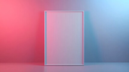 White Frame Against a Split Pink and Blue Gradient Background