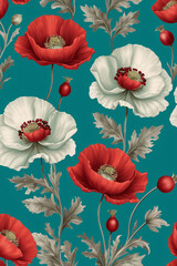 seamless background with poppies