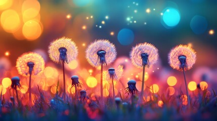 Dandelion Wishes in a Field of Lights