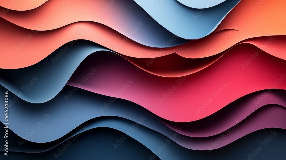 Poster abstract wavy pattern with gradient colors