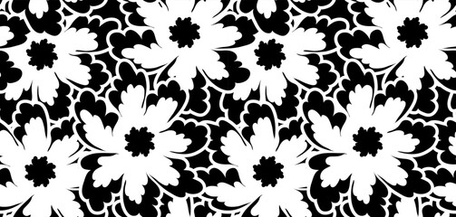 Seamless Flowers Pattern in vector. Textile print pattern. Abstract geometric pattern.