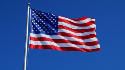 American Flag Against Blue Sky