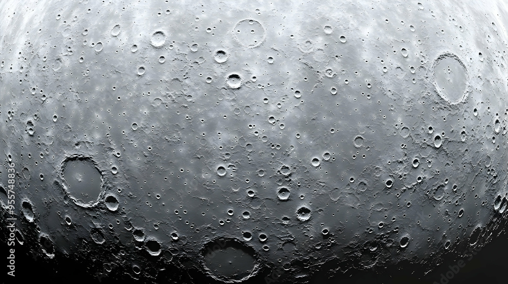 Poster close-up view of the moon's surface showcasing craters and texture.