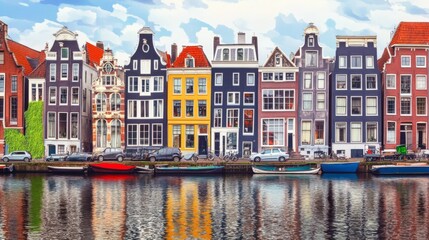 Naklejka premium Colorful Canal Houses in Amsterdam