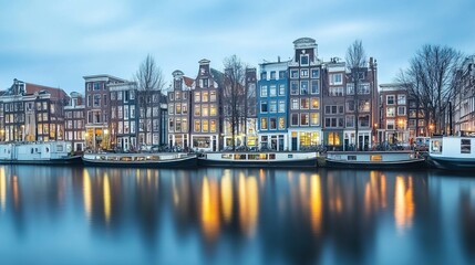 Obraz premium Tranquil Amsterdam Canals at Dusk