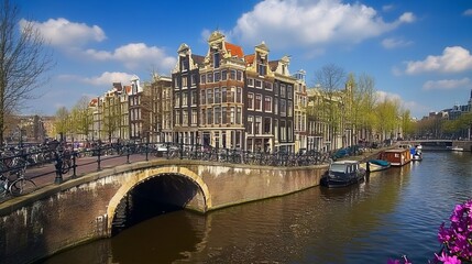 Scenic Canal View in Amsterdam