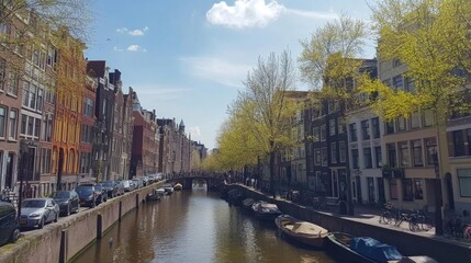 Fototapeta premium Scenic Canal View in Amsterdam