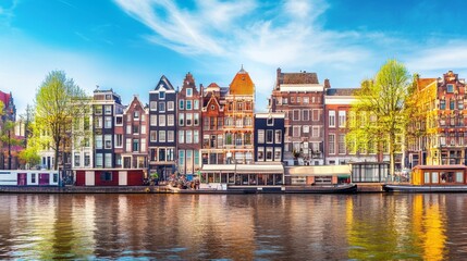 Naklejka premium Scenic Amsterdam Canals and Historic Architecture