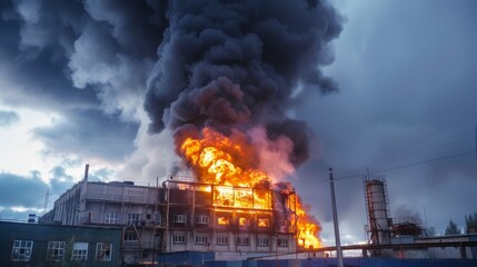 fire in a warehouse or building