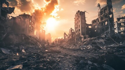 Post-Apocalyptic Landscape at Sunset