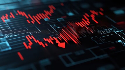 Fototapeta premium Interest rate symbol fading into darkness with a downward arrow, illustrating economic decline
