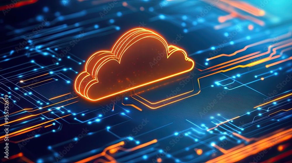Aufkleber futuristic cloud computing concept with digital data connections