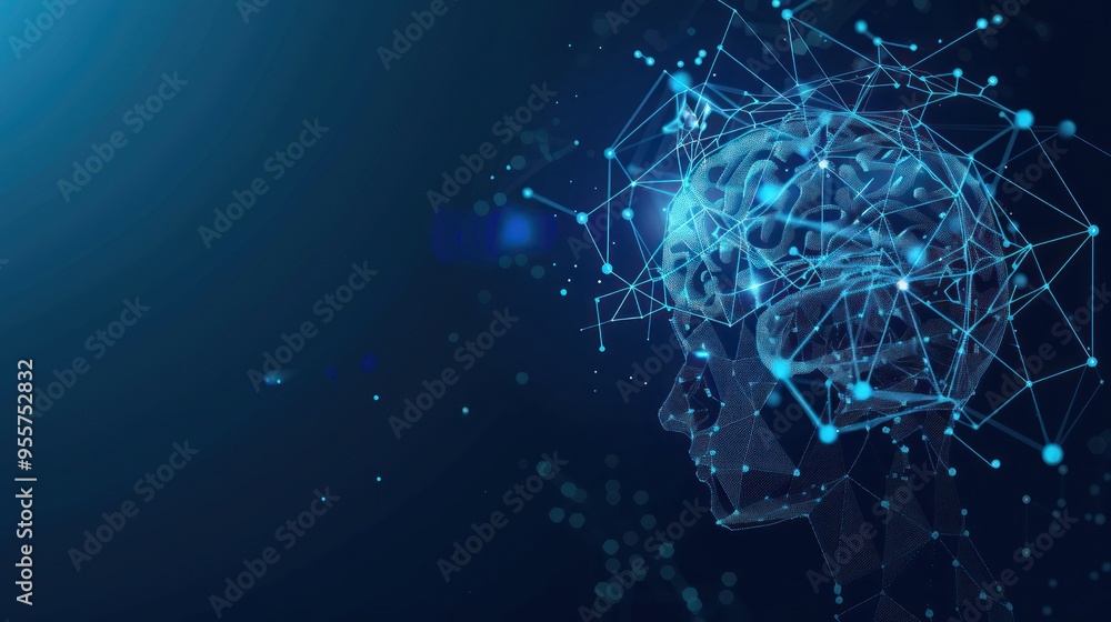 Aufkleber abstract brain and network - ai and technology concept