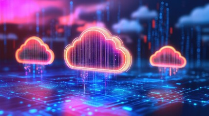 Futuristic Cloud Computing Concept with Digital Data Connections