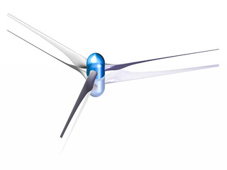 High-Quality 3D Render of a Wind Turbine Propeller for Renewable Energy, Highlighting Wind Power, Sustainability, Engineering Design. Ideal for Illustrations in Environmental and Industrial Projects