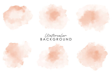 Abstract watercolor peach splash. Peach watercolor splash on white background. Vector beige watercolour texture. Ink paint brush stain. Peach water color splatter on white background