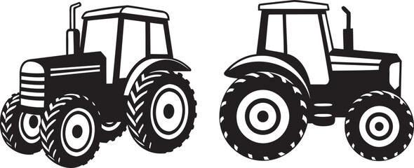 Tractor illustration vector clipart on white background.