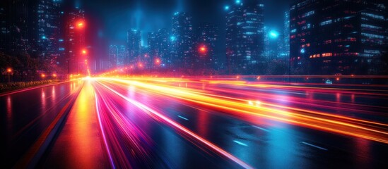 Obraz premium Night Cityscape with Light Trails