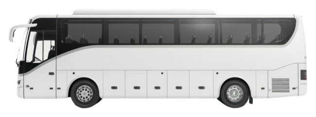 PNG White coach bus transportation vehicle person.