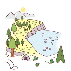 illustration of a water valley