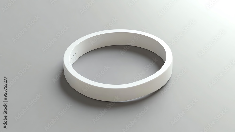 Poster white circular ring with subtle shadow on gray background