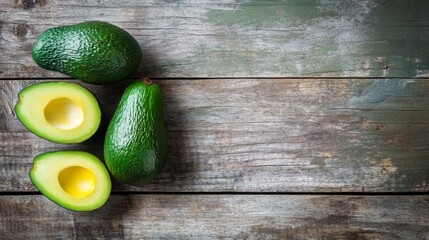 Fresh Avocados on Wooden Surface