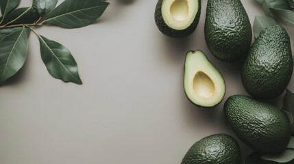 Fresh Avocados on a Neutral Background
