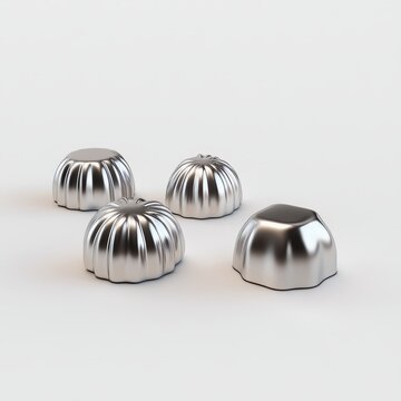 Cute Pastel Silver Chocalho 3D Set: Minimalist & Soft Design