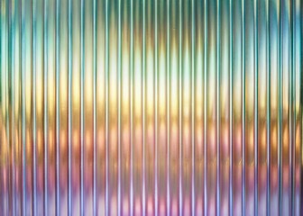 Reeded Glass. Colored Ribbed Background. Corrugated backdrop with vivid stripes for modern art. Blue, Purple, Yellow, Green, Pink and Violet. Transparent acrylic with patterned light for texture.