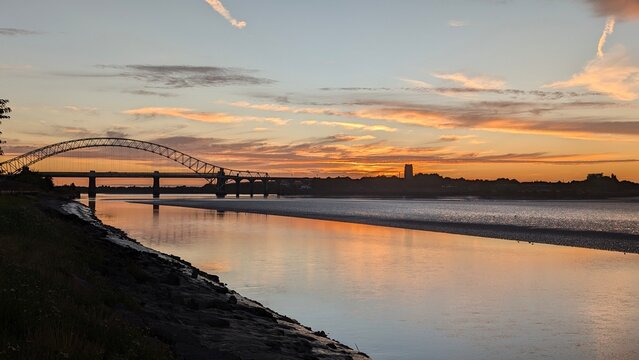 Runcorn Bridges at sunset -