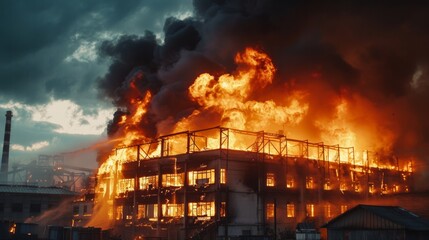 fire in a warehouse or building