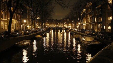 Fototapeta premium Nighttime Serenity in Amsterdam