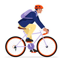 Illustration of a Business Professional Biking to Work in the Morning  - Urban Commuting concept © A.M. illustration
