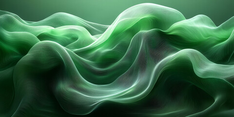 Obraz premium Abstract green waves flowing in a gentle breeze.