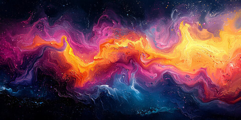 Fototapeta premium Abstract art with swirls of color reminiscent of a nebula.