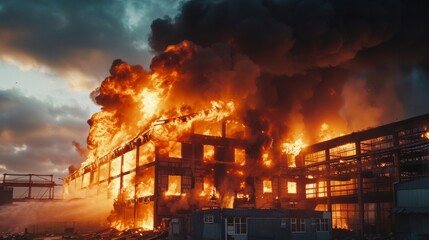 fire in a warehouse or building