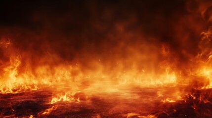 Fototapeta premium Dramatic Display of Fire and Flames Creating Eerie Atmosphere