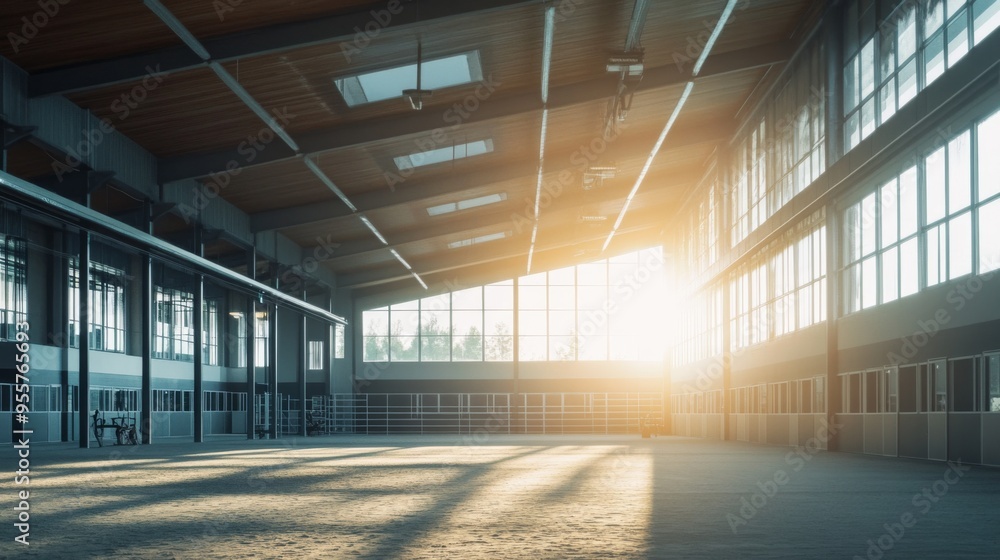 Wall mural Serene Industrial Interior with Sunlight