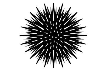 Sea Urchin Silhouette Line Drawing - Vector Illustration | Line Art Design