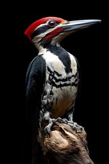 Ivory Woodpecker Perched on a Branch with Black Background, Wallpaper, Cover and Screen for Smartphone, PC, Laptop, 9:16 and 16:9 Format