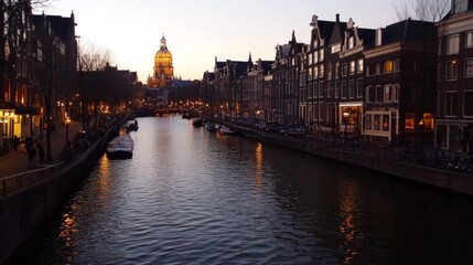 Obraz premium Serene Amsterdam Canals at Dusk